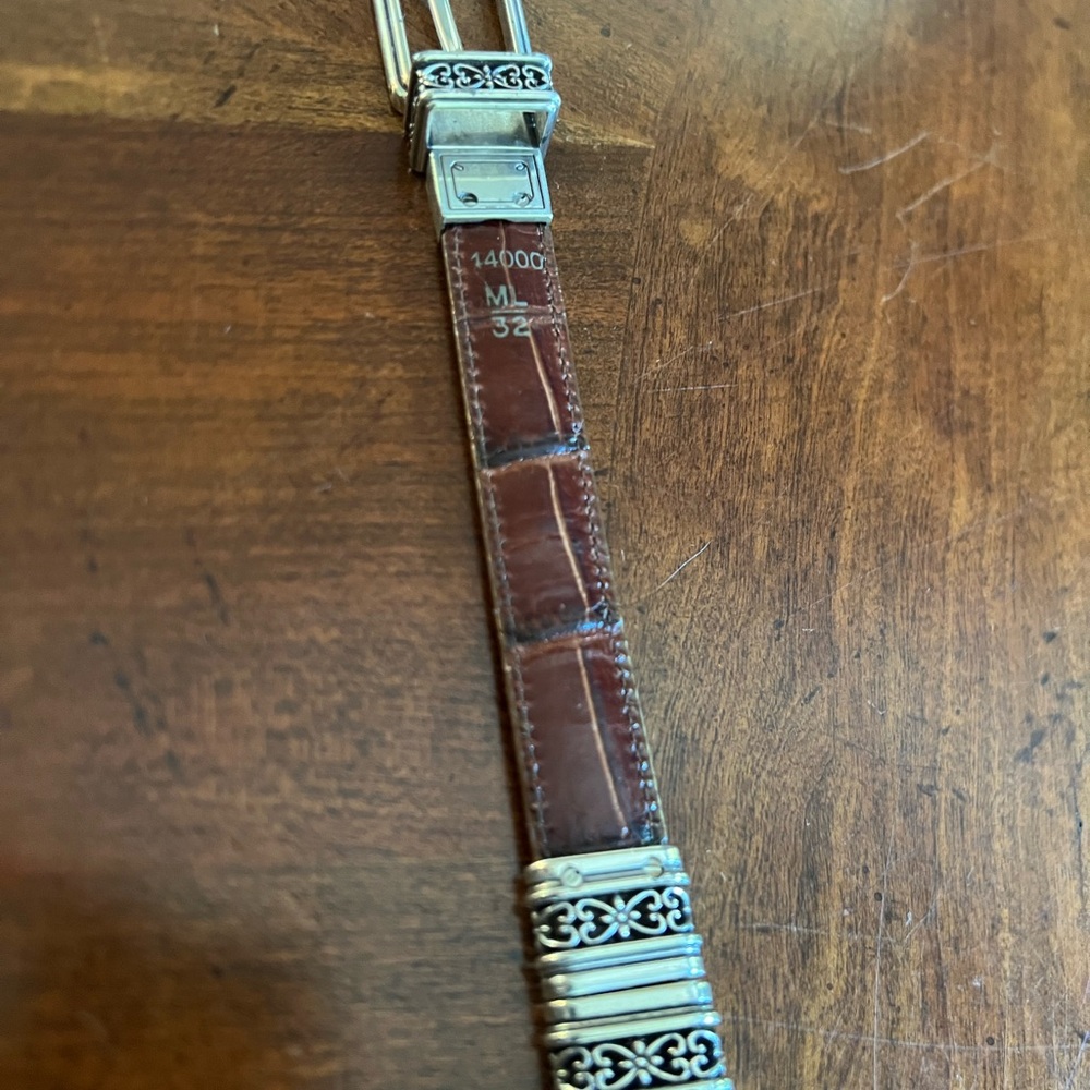 Brighton Leather Reversible Belt 2-Tone Brown Silver Buckle Small Medium